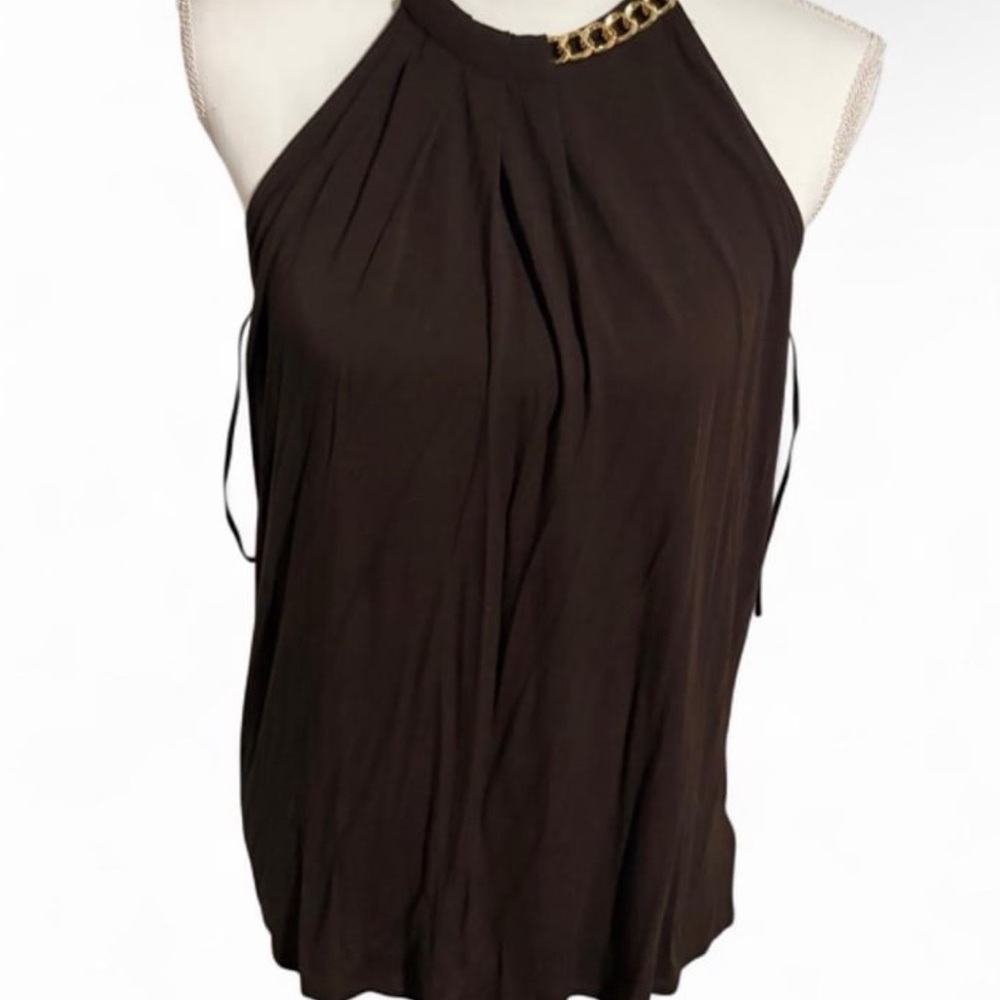 Brown micheal kors halter top with gold chain detail